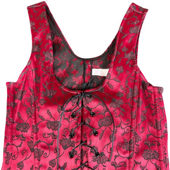 Victoria's Secret Satin Corset Women Size Small Red Y2K Floral Embroidered Top - Picture 2 of 10